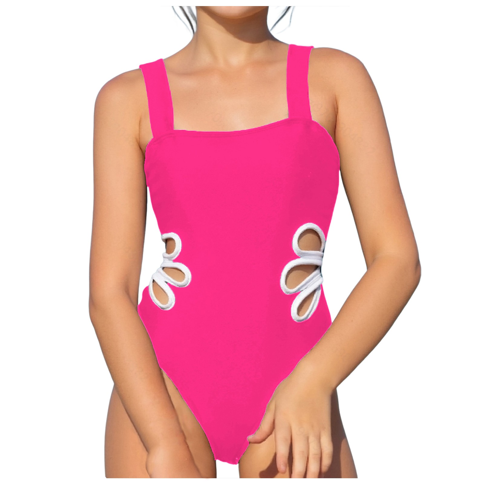 Girls Swimsuit Bathing Suit Teens Girls One Piece Swimsuits Tummy Control Bathing Suit Ruched Cut Out for Beach for 9Y,Red